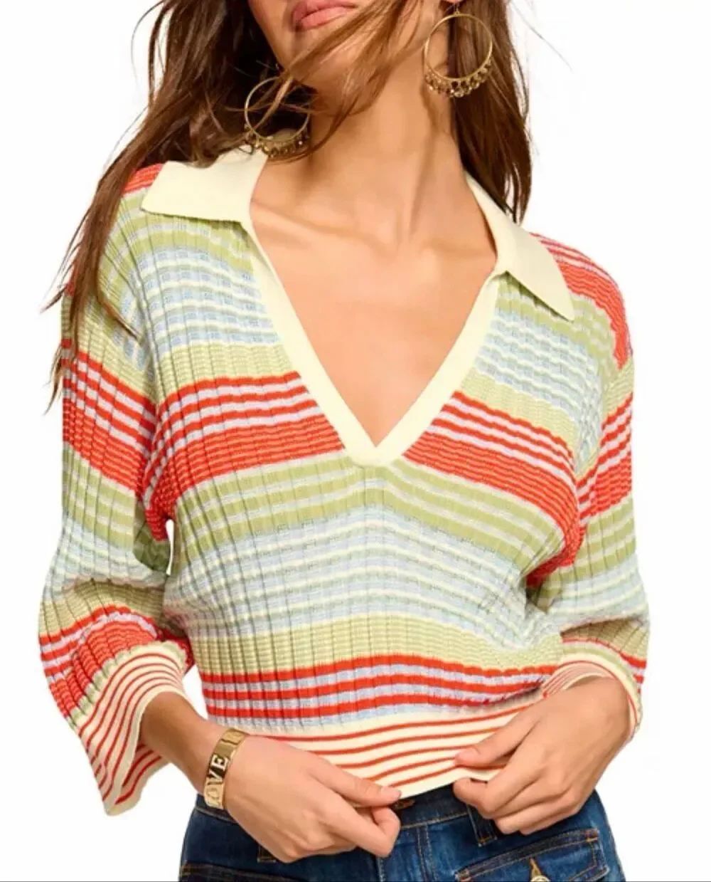 Ramy Brook Azaria Striped Top Size L